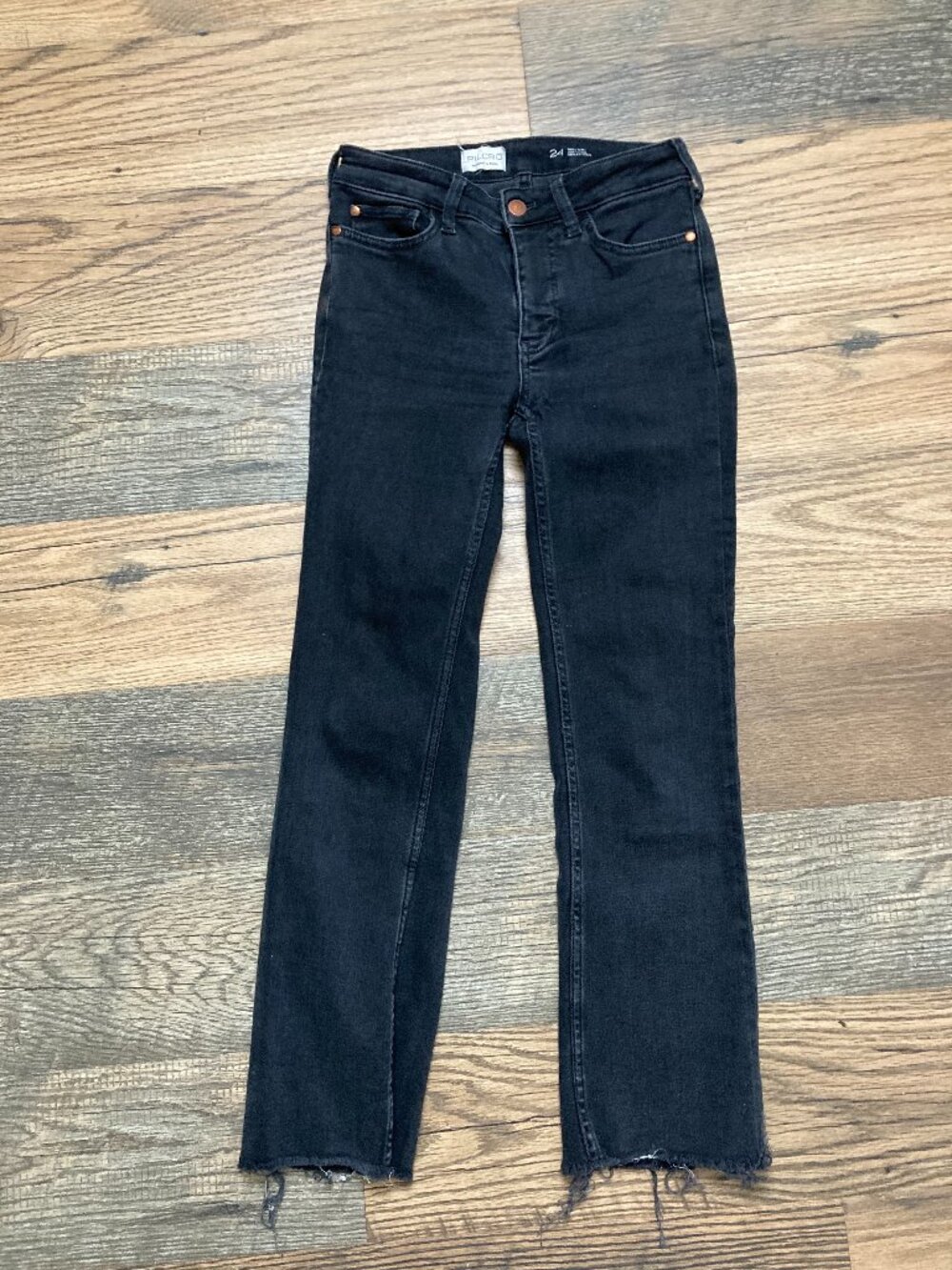 Pilcro Anthropologie Women’s Size 24 Black High Rise Straight Jeans Raw Hem